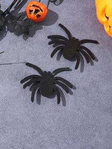 2pcs Halloween Black Glitter Spider Hair Clips, Funny Realistic Spider Side Clips, Holiday Cosplay Party Costume Funny Accessory Headwear - Black - View 4