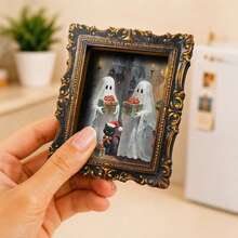 1pc Mini Photo Frame Style Refrigerator Magnet, Fun Pumpkin Ghost Pattern, Great Decorative Prop, Holiday Gift - A - View 16