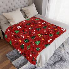 1PC Christmas Tree And Gift Box Printed Blanket - Made Of Soft, Fluffy Flannel, Perfect For A Sofa Or Bed. Ideal For Holiday Home Decor And Thoughtful Gift Giving - Multicolor - View 5
