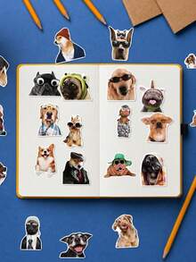 50Pcs Funny Cute Dog Stickers, Multi‑Breed Pets With Playful Outfits, Vivid Realistic Style, For Journal, Water Bottle, Notebook, Storage Box Decoration - Multicolor - View 5