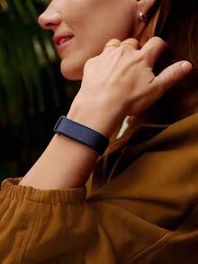 1pc Fashion Casual Deep Blue Braided Watch Band Compatible With Google Air Breathable Sports Hook And Loop Nylon Smart Watch Accessory, Suitable For Multiple Occasions Outdoor Travel Party Commute, Ideal Gift For Birthday Valentine's Day Back To School Season - Dark Blue - View 8