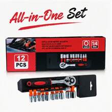 12pcs Socket Wrench Set, 72-Tooth Ratchet Handle, Extension Bar, CR-V Sockets, Non-Slip Rubber Handle, Portable Storage Box, Home Repair Tool Set, Suitable For Plumbing Maintenance DIY Work - Car Repair Tools - View 4