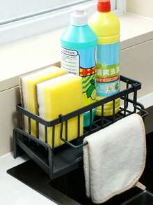 Minimalist Automatic Tilting Drain Tray Sink Organizer, Unisex, Suitable For Home Cooks, Minimalist Kitchen Dish Drying Rack, Can Hold Sponges, Brushes, Soap, Kitchen Essential Home Storage Accessory - Multicolor - View 8