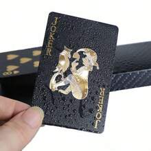 1 Set Waterproof Flexible Playing Cards With Box, Exquisite Design, Ideal For Parties, Games, Gifts And Celebrations. Black Card Face; Great Gift. - Black Rose - View 2