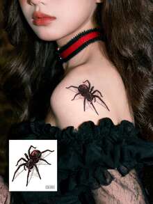10 Sheets Halloween Realistic Spider Temporary Tattoo Stickers, Matte Non‑Reflective Gothic Spider Web Fake Tattoos, Waterproof Body Art Stickers For Halloween Party Cosplay Makeup - Multicolor - View 3