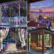 1pack Christmas Garland Festoon LED Curtain String Lights Battery Powered 8 Mode Lighting Wedding Fairy Light Halloween Christmas Decoration For Home Bedroom Garden - AA Battery Powered Curtain Lights - View 13