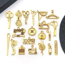 20/100pcs Antique Sewing Tool Alloy Charms Scissors Sewing Machine Ruler Button Pendants For DIY Bracelet Earring Necklace Jewelry Making Supplies - Multicolor - View 14