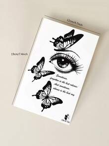 Herbal Juice Semi-Permanent Large Arm Tattoo Sticker - Butterfly Eye Pattern 14 Days No Fading DIY Chest Waist Abdomen Thigh Holiday Party Gift Body Tattoo Sticker 1pc - Blue - View 8