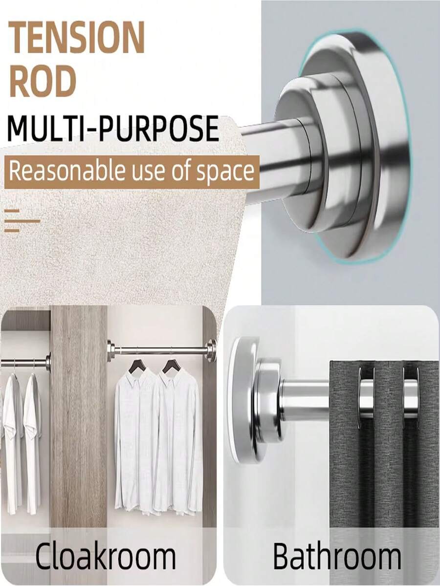 Heavy Duty Telescopic Rod, Multiple Sizes Available, Multi-Functional For Bathroom, Window, Curtain, Laundry, Shower, Closet Support Rod, Modern Home And Commercial Design, Easily Adjustable Height, Space-Saving Storage Solution - Multicolor - View 1