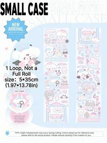 35cm/Loop Cute Creamy Fairy Tale Animal PET Die Cut Sticker DIY Goo Card Journal Scrapbooking Photo Card Phone Case Collage Supply - Black - View 2