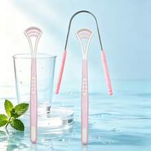 Portable Tongue Cleaner Set, Hollow Silicone Tongue Scraper + Stainless Steel U-Shaped Tongue Scraper, Washable, Reusable, Home Oral Care Cleaning Tool - Multicolor - View 2