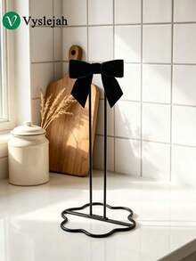 Vyslejah Decorative Paper Towel Holder With Fabric Bow Countertop Kitchen Paper Towel Stand Holder For Kitchen Organization And Storage, Paper Towel Holders For Standard And Large Size Rolls, Apartment Essentials, Kitchen Necessities - View 12