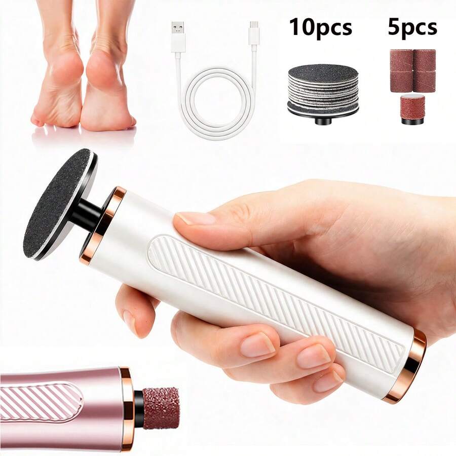 Personal Care Electronics 2-In-1 Electric Foot & Hand Remover, Rechargeable Foot Grinder With 10 Replacement Sanding Discs, Portable Electric Foot File For Toenail & Foot Care, Home & Salon Use - Multicolor - View 1
