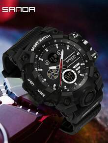 SANDA Men Outdoor Sport Watch, Dual Display 5ATM Waterproof Multi-Function Luminous Military Digital Analog Wristwatch - One Size Fits All - View 4