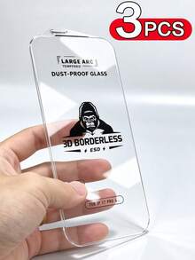 3-Piece Borderless High-Definition Tempered Glass Screen Protector For IPhone Duo, 18, 17, 16, 15, Pro Max, Air 16e, 17e, 11, 12, 13, 14 Plus, X, XR, XS Max. Full Screen Protection, High-Definition, Completely Transparent, No White Borders, Large Curved Invisible Tempered Glass, Electroplated Anti-Fingerprint, High-Definition Film, Full Coverage, Dustproof Screen Protector. - Clear - View 2