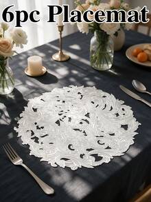 12pcs, Gold Flower PVC Placemats, Waterproof And Oil-Resistant Western Style Table Mats, Washable And Odorless Tableware Pads, Non-Slip Table Decor Mats, Suitable For Restaurants, Cafes, Homestays, Festivals, Parties, Gatherings, Birthdays, Weddings, Dinner Parties. - Multicolor - View 16