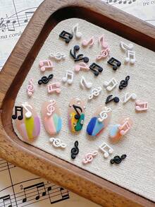 10-60pcs 3D Musical Element Metal Nail Charms, Mixed Guitar & Note Nail Decor, Autumn Halloween Christmas Rock Manicure Supplies - Multicolor - View 6
