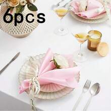 1/2/6pcs Premium Solid Color Satin Napkins, Hotel Banquet Wedding Table Setting, Home Afternoon Tea Atmosphere Tablecloth - Pink - View 9