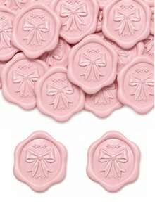 20/30/50/100pcs Bow Wax Seal Stickers, Wedding Invitation Envelope Seal Stickers, Self-Adhesive Envelope Seal Stickers, Suitable For Wedding, Invitation, Envelope, Gift Packaging, Christmas - Bow--blush Pink - View 1