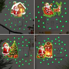 1pc Glow-In-The-Dark Christmas Wall Sticker, Luminous Christmas Decorative Decal, Creative Switch Wall Sticker, Holiday Self-Adhesive Glow Sticker, Santa Claus Theme Fluorescent Wall Decor, Self-Adhesive Backing For Easy Application, Releases Fluorescent Effect In Dark Environments, Suitable For Wall, Switch Panel Decoration, Home Interior Beautification, Holiday Scene Arrangement, Bedroom Living Room Soft Decor Renovation, Fits Home Residents, Soft Decor Enthusiasts - Multicolor - View 2