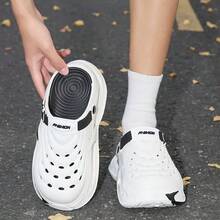 Men's Clog Shoes, New Anti-Odor Anti-Slip Sandals For Teenagers, Summer Slippers For Outdoor Wear, Plus Size 48-89 - Black and White - View 7