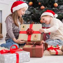 300Pcs/Set Decorative Christmas Present Tag Stickers Roll, 300Pcs Kraft Paper Fun Xmas Tree Reindeer Stocking Holiday Design, To From Writable Gift Labels, For Christmas Table Decorations, Autumn Home Decor, Gift Wrapping, Seasonal Gathering - View 4