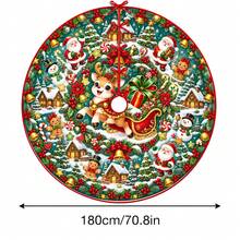 1件裝卡通鹿雪橇快樂圖案聖誕樹裙，優雅配色節日裝飾，5種尺寸，男女通用節日禮物，適合居家與派對聖誕裝飾 - 卡通小鹿雪橇歡樂 - 查看 14