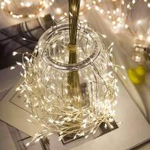 New Silver Wire Cold White Firecracker Shaped String Lights, Available In 100, 200, 300 Lights, Equipped With Practical Wireless Remote Control, Supports Brightness Adjustment Function, Built-In 8 Different Lighting Modes, Slim Invisible Silver Wire, Easy Installation, No Complex Wiring Required, Suitable For Indoor Space Decoration And Outdoor Scene Arrangement - Warm White - View 12