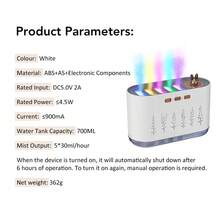 7-Color Voice-Activated Humidifier With 5 Mist Outlets + 700ML Large Water Tank, 20-Color Light, 6-Hour Timer, Essential Oil Compatible, Christmas Gift, Birthday Gift, Practical And Beautiful Gift For Friends And Family - Colorful Lights - View 10