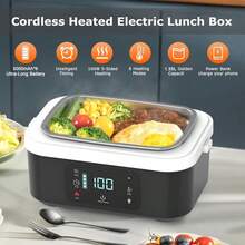 Insulated Lunch Box, Heated Bento Box, Portable Fast Heating Insulated Box, Stainless Steel Meal Box With Storage Bag, With Timer Heating Function, With Digital Display Rechargeable Food Warmer, Suitable For Office, Kitchen, Travel, Home, School, Car, Truck And Outdoor Use - Multicolor - View 2