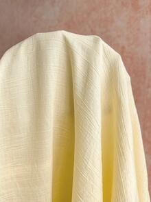 Women's Solid Color Frill Trim Flare Sleeve Fashion Casual Dress - Light Yellow - View 7