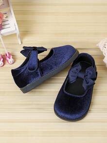 British Style Autumn/Winter Bow Knot Soft Sole Girls' Student Shoes - Royal Blue - View 2