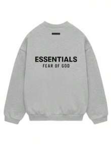 Fear Of God Essentials FW24 Light Heather Gray Crewneck Sweatshirt, Oversized Soft Fleece Pullover For Daily Street Wear, Casual Hangout - Light Heather Gray - View 13