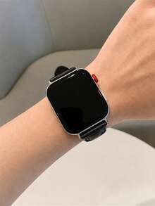 1件女款極簡皮革錶帶，相容於華為智慧手錶/手環 Fit 3/Fit 4/Fit 4Pro/Fit 5/Fit 5Pro 腕帶 - 黑色 - 查看 2