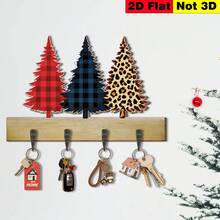 1 buah Gantungan Kunci Kayu Multifungsi Datar 2D, Dekorasi Pohon Natal 2D, Rak Penyimpanan Dinding, Tempat Gantungan Tas & Kunci di Pintu Masuk, Serbaguna - MultiWarna - View 5