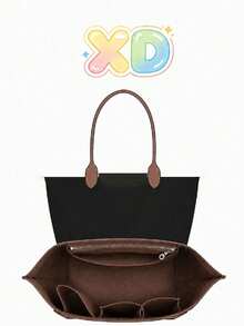 XD Multifunctional Felt Tote Bag With Large Capacity And Expandable Design, Thickened Lining For Stable Support, Can Be Used As Makeup And Toiletry Storage Bag, Desktop Organizer Bag, Storage For Cosmetics, Toiletries, And School Supplies, Practical Back-To-School Item, Suitable For Teachers' Daily Use, Also A Thoughtful Teacher Gift, Perfect For Commuting, School, And Travel, Organized And Neat Storage, Durable And Portable Tote Bag - Coffee - View 2