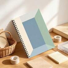 A5 Spiral Notebook, 100 Pages, 50 Sheets, 2D Flat Modern Abstract Triangle Pattern, Circle And Line Geometric Cover, Bound Notebook, Minimalist Aesthetic Stationery, Back To School Supplies - Minimalist Geometric - View 8