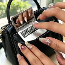 Mini Makeup Mirror & Folding Hairbrush Set, Portable Compact Hand Mirror, Dual-Purpose Foldable Travel Hair Brush Comb, Cute Pocket Size Makeup Kit, Suitable For Handbag, Travel, Daily Touch-Ups, Women's Travel Accessory Gift Set - Multicolor - View 8