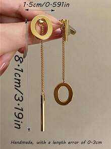 1 Pair Minimalist Metal Geometric Round Hoop Earrings, Travel Jewelry Accessories For Women - Multicolor - View 8
