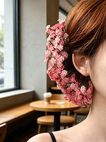 1pc Floral & Star Decorated Hair Clip, Romantic Bohemian Style Curved Design Hair Accessory, Suitable For Wedding, Photography, Daily Wear, Spring - Multicolor - View 12