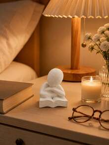 Patung Resin Figur Membaca Dekorasi Meja Rumah Ornamen Bentuk Manusia Abstrak untuk Rak Buku, Meja Kopi, Meja Kantor, Lemari Ruang Tamu, Pajangan, Hadiah Dekorasi Interior untuk Pesta Peresmian Rumah - Meditasi Putih - View 9
