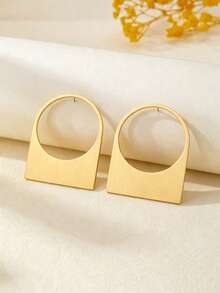 2pcs/Set European And American Style Exaggerated Red Hollow Round Stud Earrings For Women - Yellow Gold - View 2