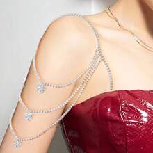 Women's Fashionable Diamond-Encrusted Shoulder Chain Necklace, Multi-Layered Shoulder Ornament Jewelry, Metal Shoulder Strap Body Chain - Multiple Styles - View 6