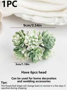 1pc Mini Artificial Succulent, Suitable For Home, Wedding, Holiday Decorations, Centerpiece Table Decoration, Christmas Decoration, Birthday Gift, Festive Birthday Party Accessories, And Outdoor Garden Decoration. - White Green - View 4