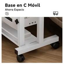 Adjustable Height Mobile Computer Desk With Wheels And Storage For Bedroom Living Room - View 4