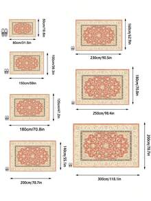 1 Buah Karpet Vintage Prancis Motif Gulir Bunga Merah & Biru Coral, Karpet Persegi Panjang Gaya Romantis Istana dari Bahan Kasmir Imitasi dengan Desain Gulir Penuh dan Detail Pinggiran Berlapis yang Indah, Dapat Dicuci dengan Mesin, Cocok untuk Ruang Tamu/Kamar Tidur/Dekorasi Rumah Elegan Romantis Prancis - MultiWarna - View 3