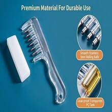 1‑Pack Unisex Clear PC Rolling‑Ball Scalp Massage Comb, Leak‑Proof Liquid Dispensing Hair Oil Applicator For Daily Home Scalp Care - Multicolor - View 4