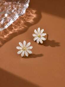 1 Pair Of Daisy Earrings, Fresh And Soft, Suitable For Outings, Picnics, Countryside Style Travel Photos, Girlfriends' Afternoon Tea And Other Scenes. - Yellow Gold - View 12