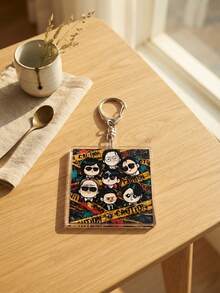 1pc/6pcs K-Pop B/TS Cute Funny Aesthetic Acrylic Keychains, Funny Meme Theme Includes Fashion Glasses Q-Version Member Group Photo And CAUTION Warning Line, Cute Lightstick And Heart, Funny Logo Square Pattern Pendant, Backpack And Car Key Accessories, K-Pop Fan And ARMY Fan Gift - Multicolor - View 10