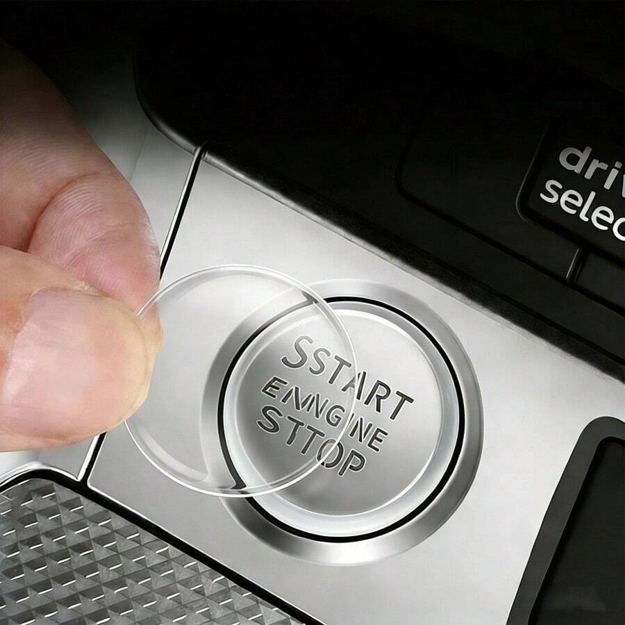 Transparent Silicone One-Touch Start Button Protector, Car Start/Stop Button Anti-Scratch Wear-Resistant Round Sticker, Self-Adhesive Interior Decoration Protective Accessory - A - View 1